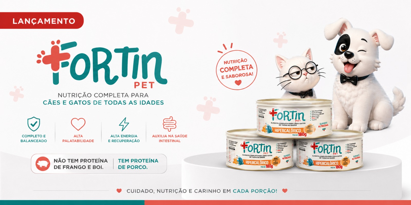 FortinPet® - Nutrição completa para cães e gatos de todas as idades.